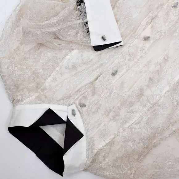 If Six Was Nine Maniac Corp Japan shirt blouse 3 ivory lace tuxedo skull buttons